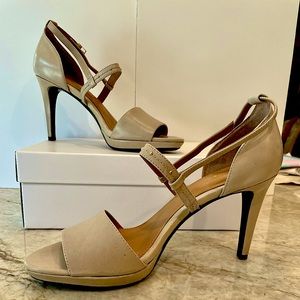 Calvin Klein women’s studded leather Mary Jane 4 inch heel clay color size 10M